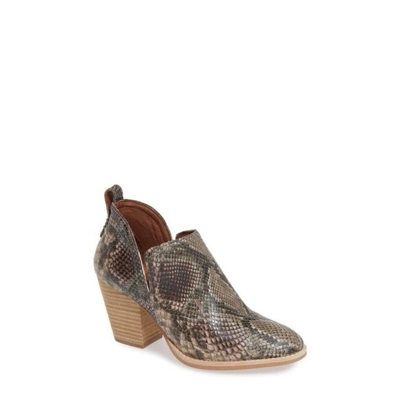 Jeffrey Campbell Rosalee Snake Leather Bootie Ankle Boot Round Toe Pytho… - Picture 1 of 8
